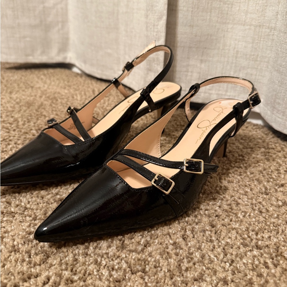 Jessica Simpson Black Patent Slingback Heels